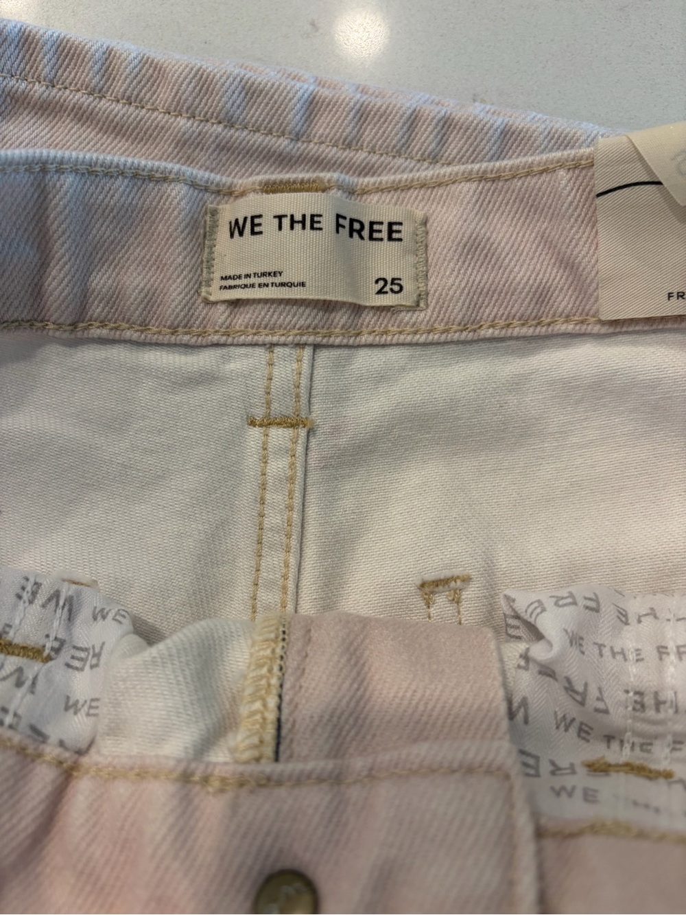 Free People Cream Straight-Leg Heart Patch Jeans - Picture 8 of 12